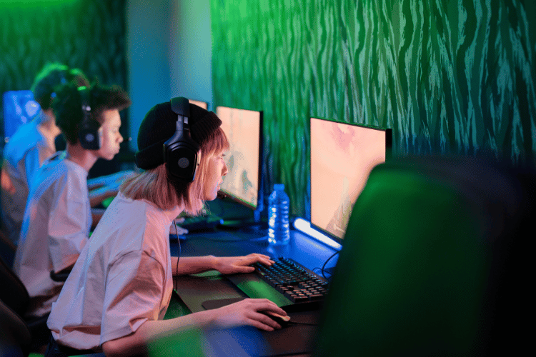 A group of teens testing a new game
