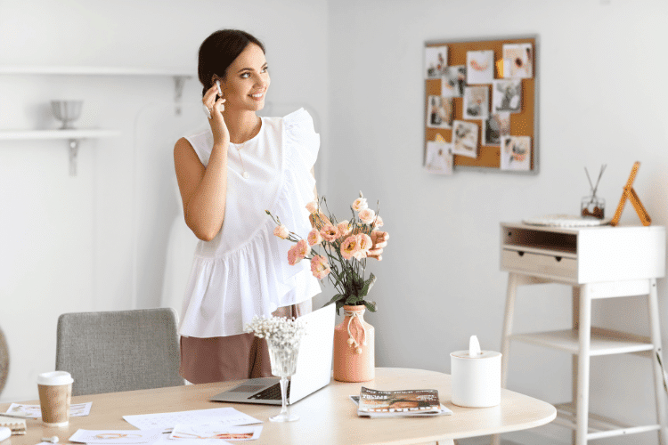 Female Wedding Planner Working in Office