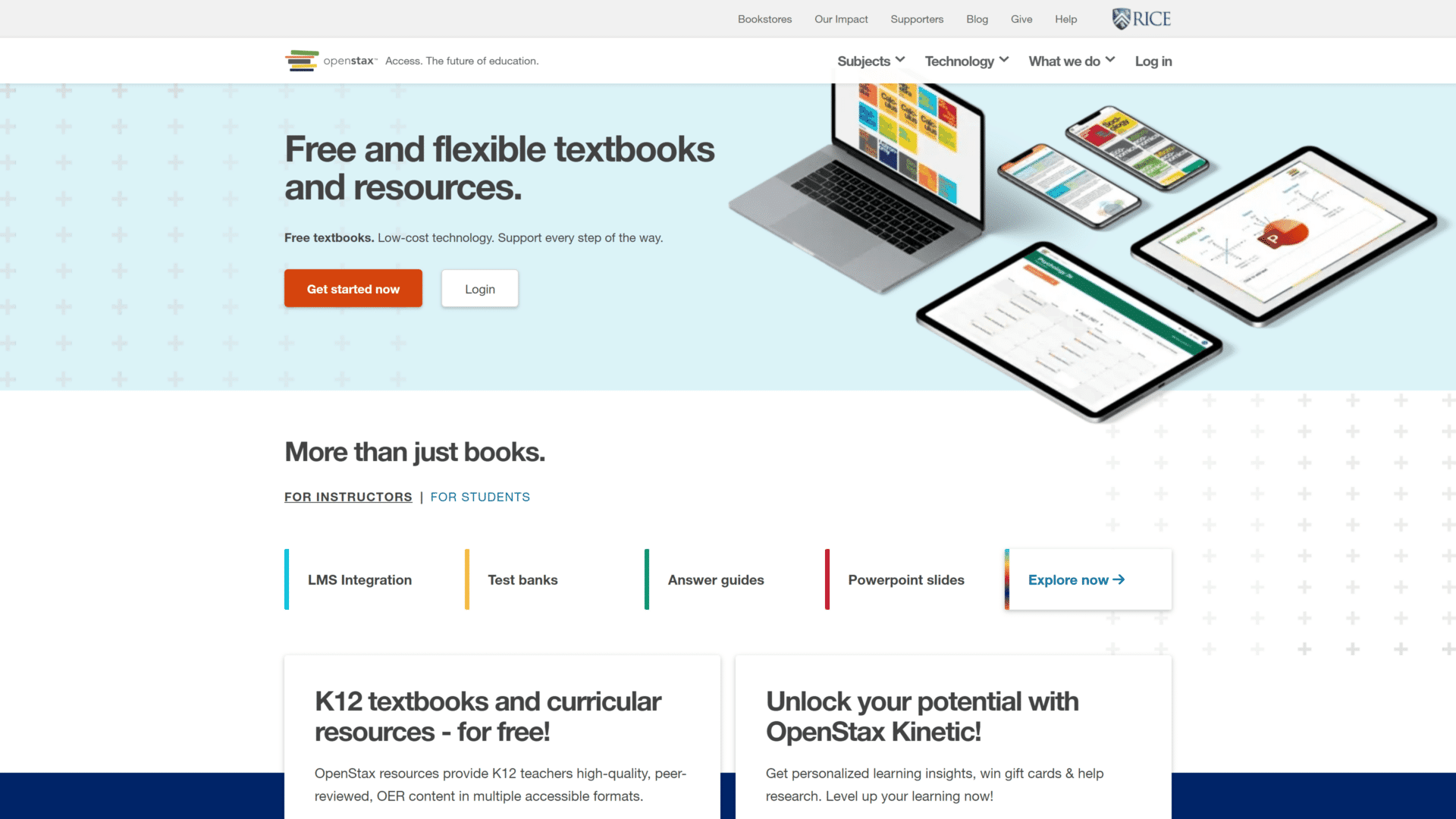 screenshot of the openstax homepage