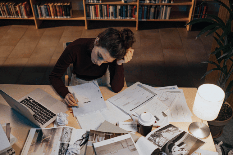 Woman working on a Screenplay in her office