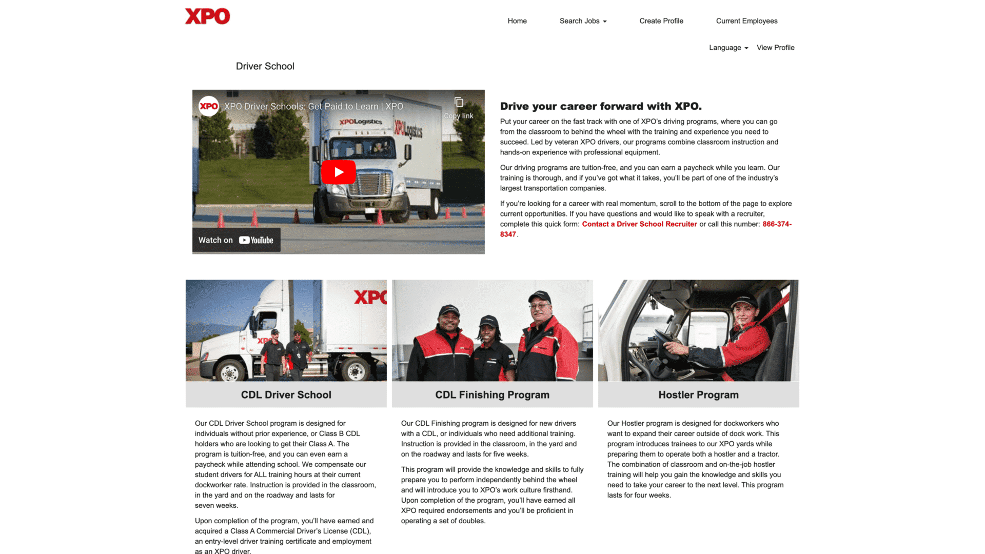 a screenshot of the XPO homepage