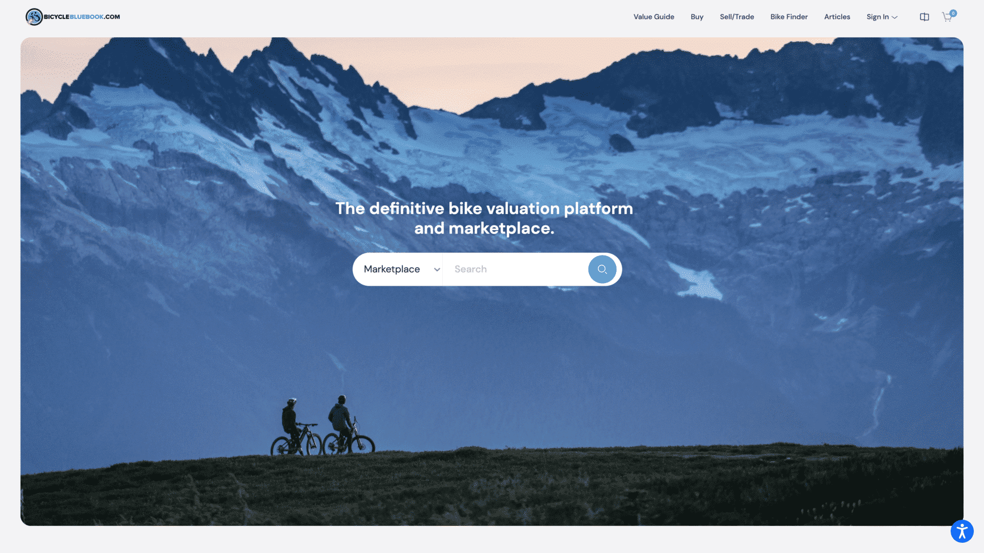 a screenshot of bicyclebluebook homepage