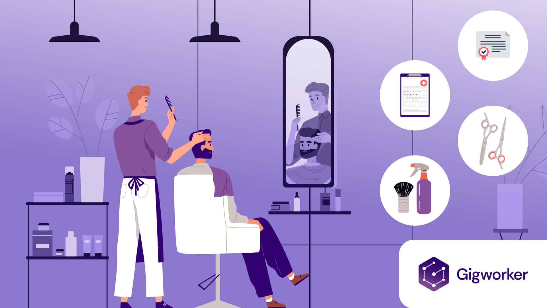 vector graphic showing an illustration of how to become a barber