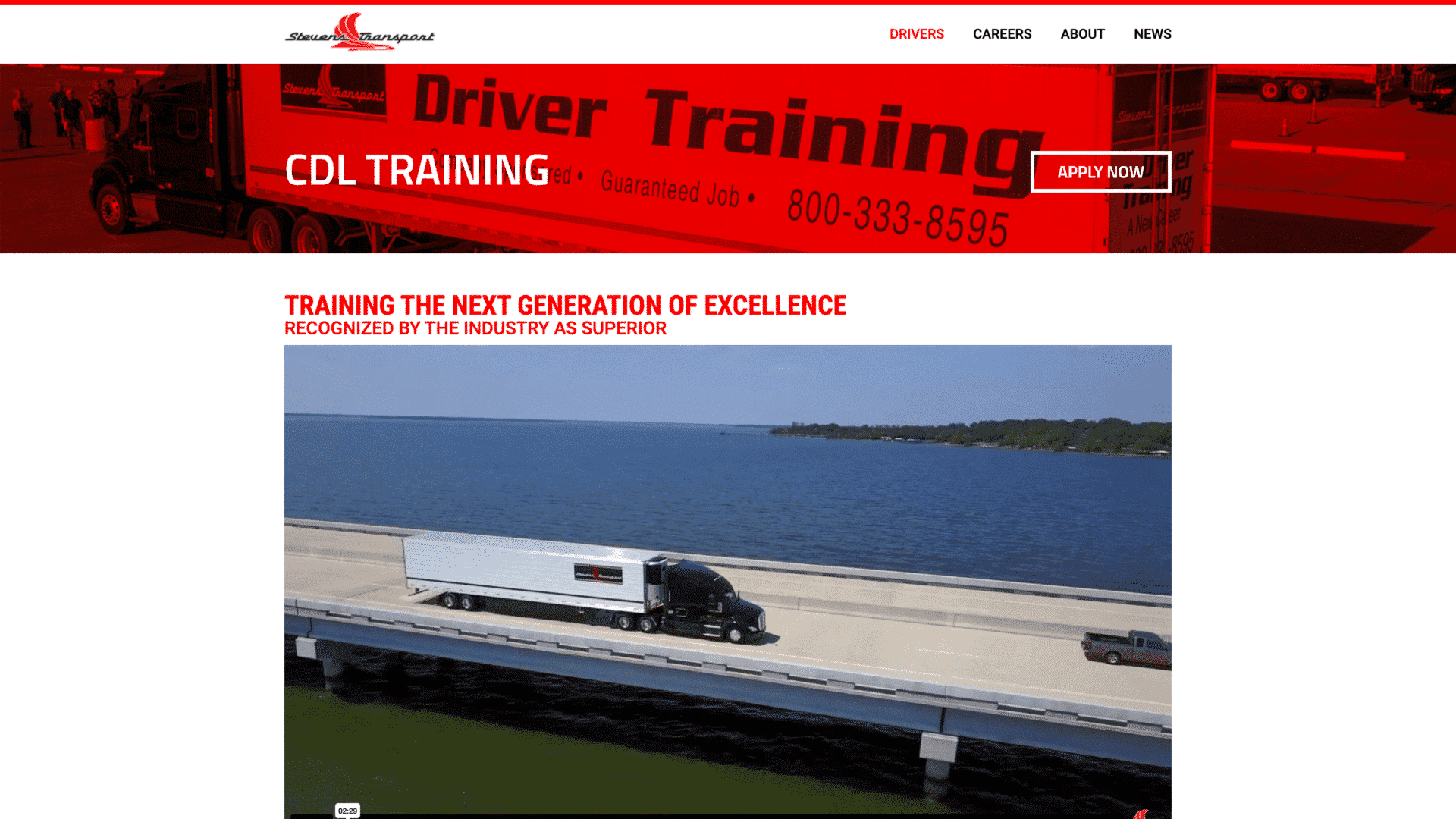 a screenshot of the stevenstransport homepage