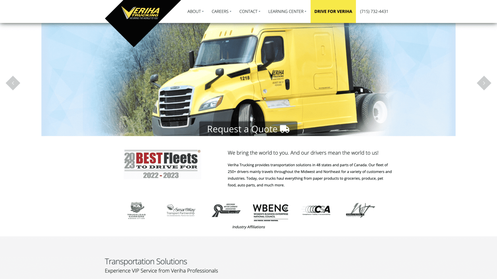 a screenshot of the veriha homepage