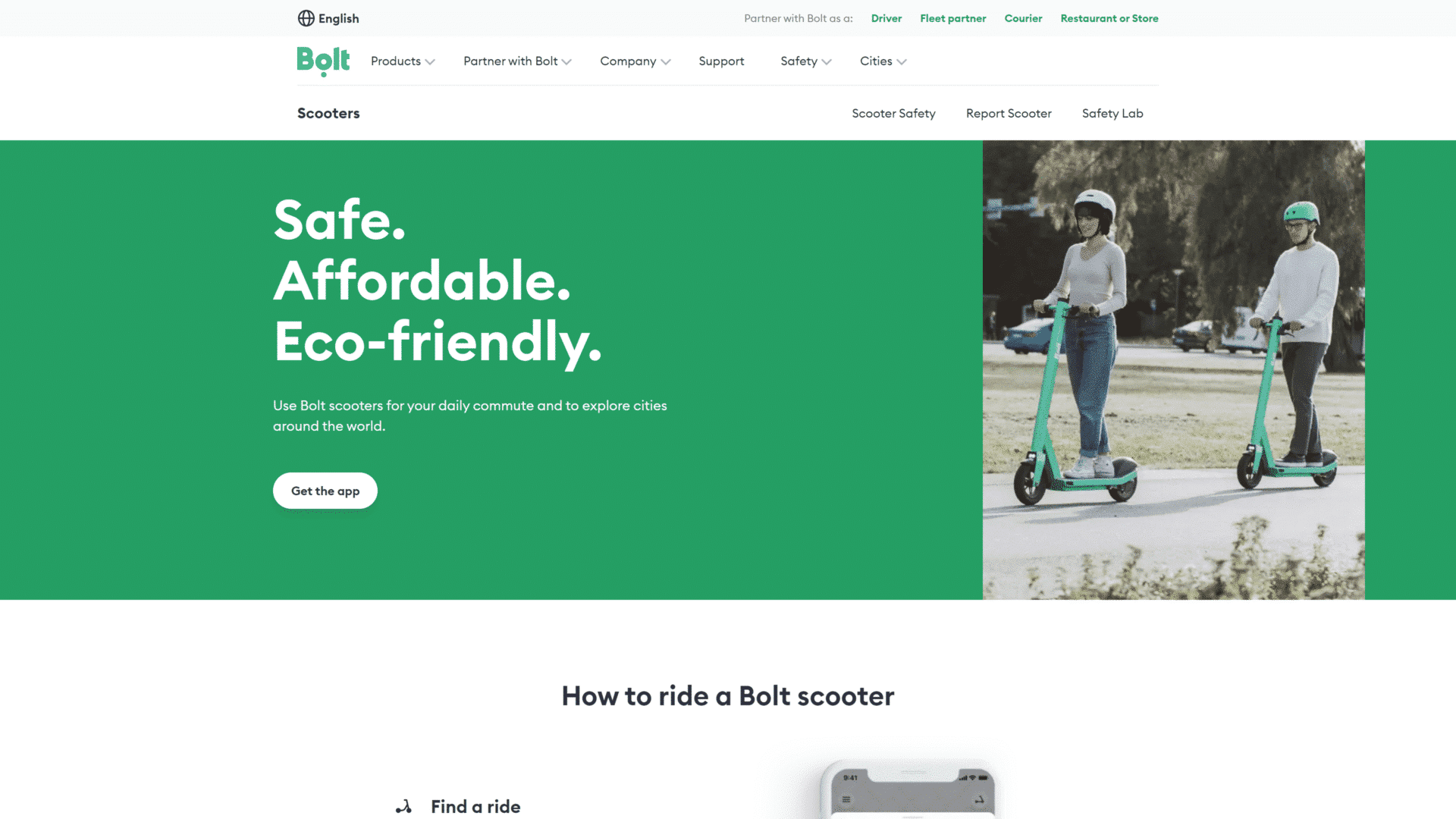 screenshot of the Bolt homepage