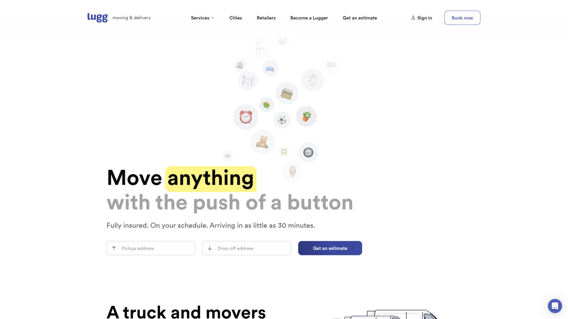 screenshot of the Lugg homepage