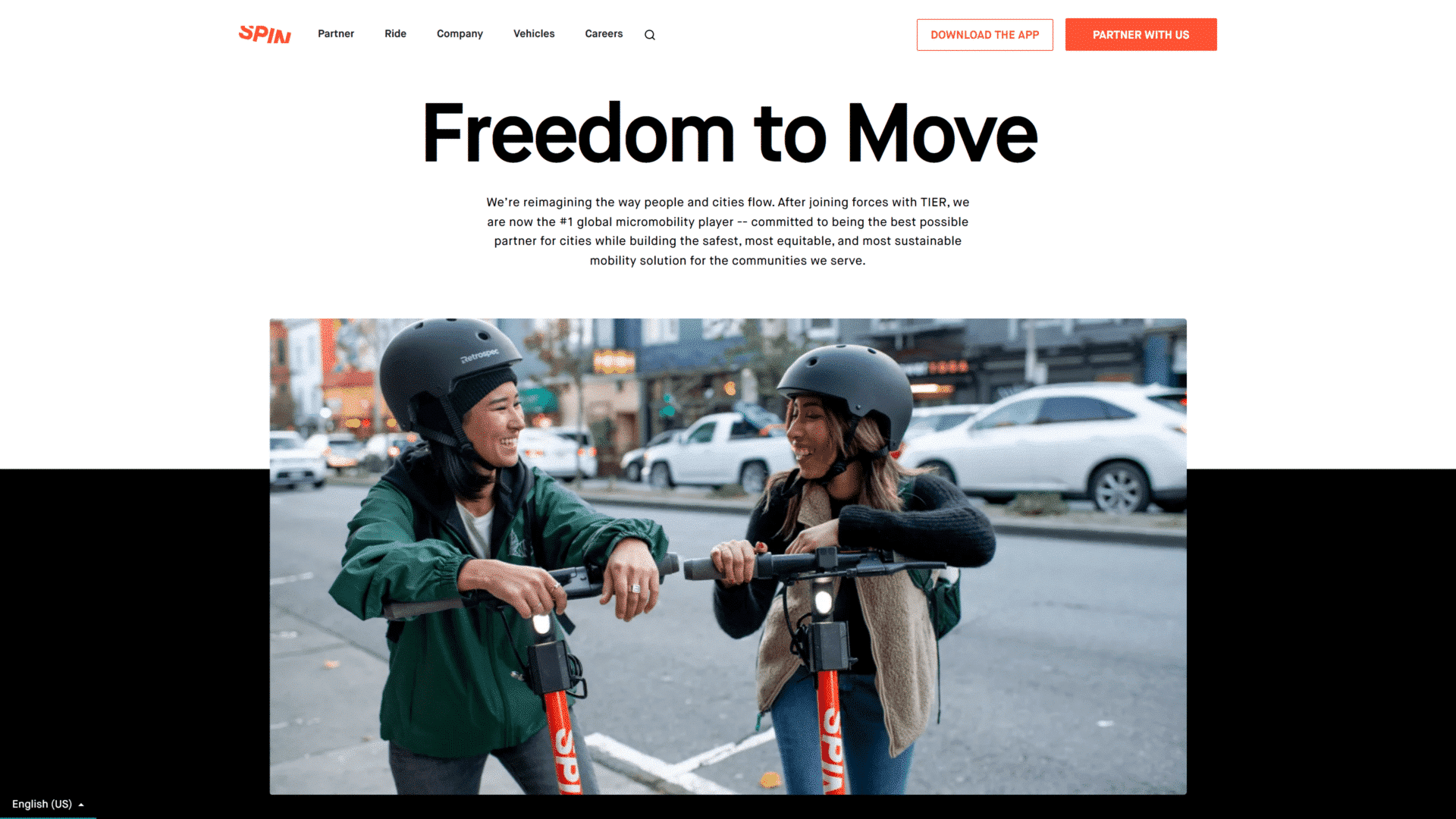 screenshot of the Spin homepage