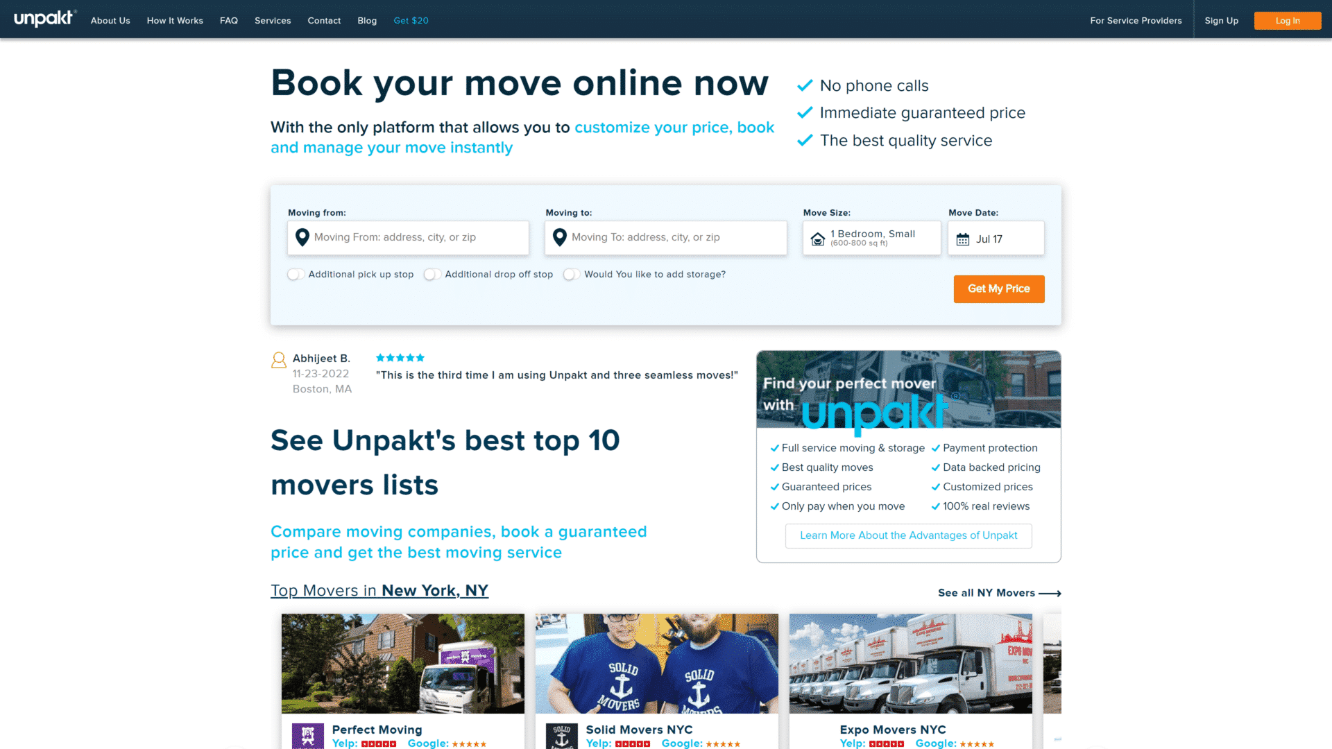 screenshot of the Unpakt