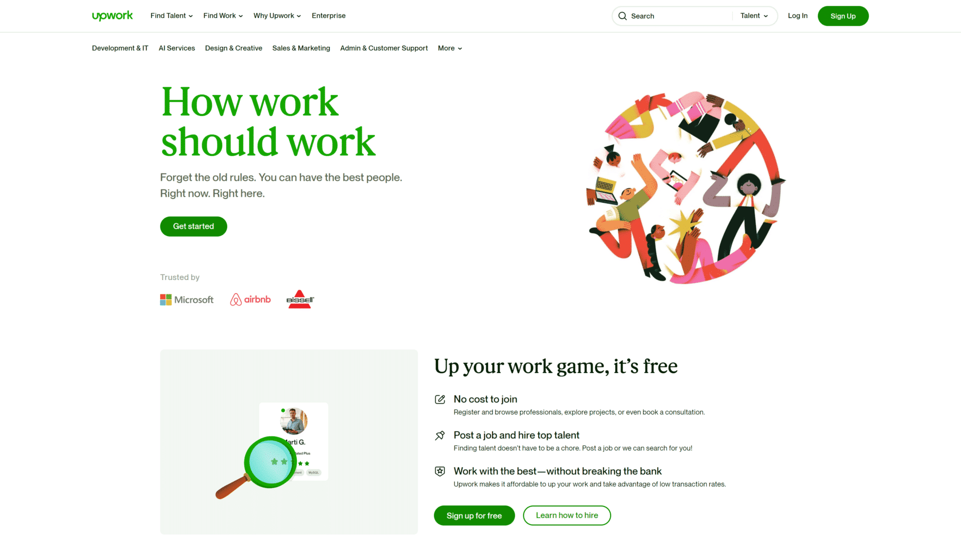 screenshot of the Upwork homepage