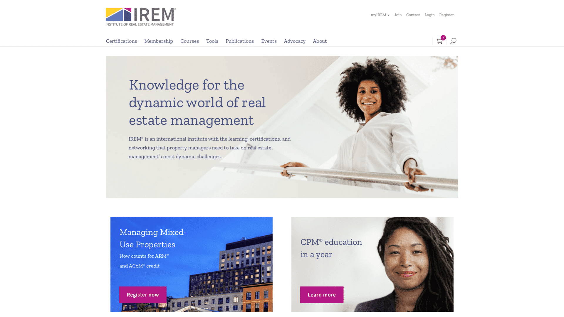 a screenshot of the irem_homepage