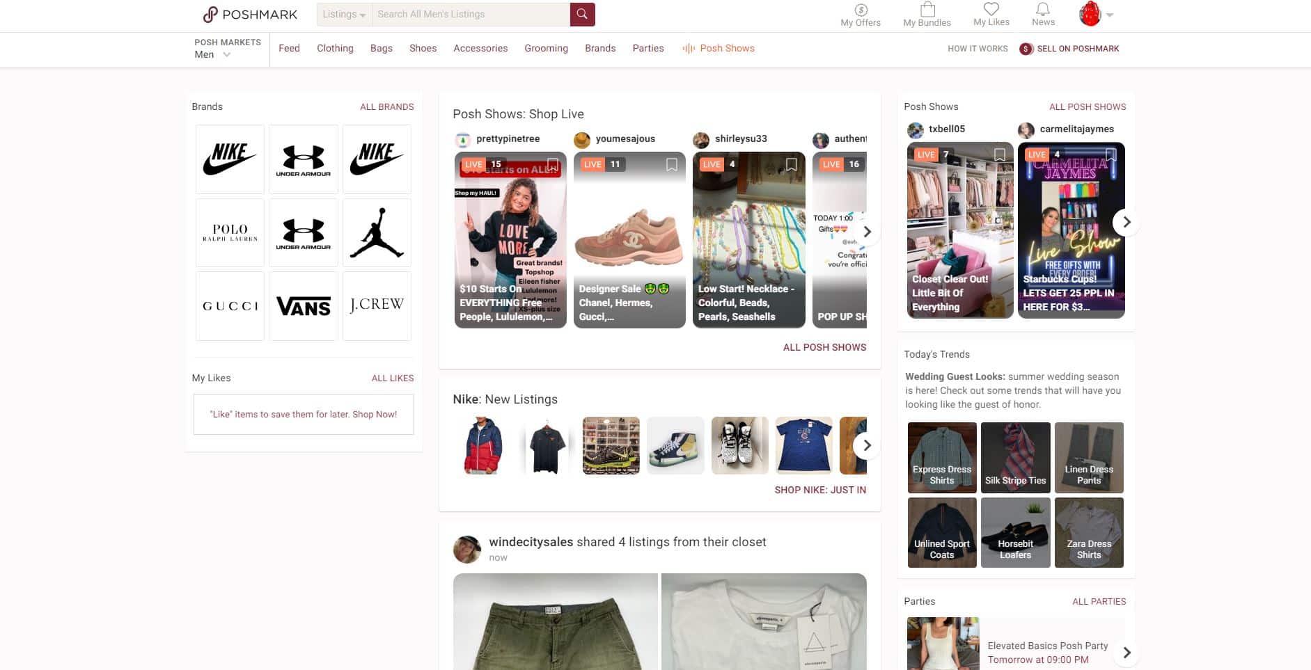 screenshot of the poshmark homepage for the "is poshmark legit" post on gigworker.com