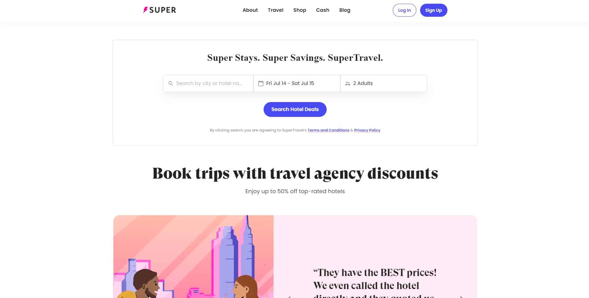 screenshot of the SnapTravel homepage - header graphic for the "is SnapTravel legit" post on gigworker.com