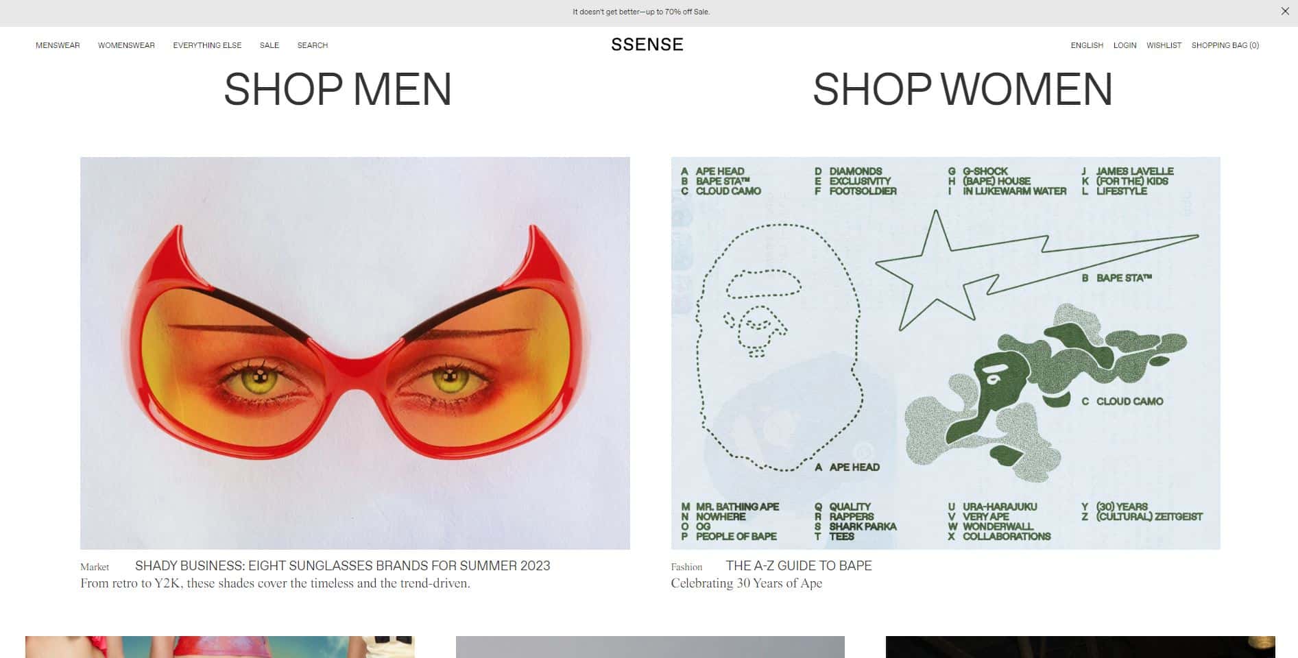 screenshot of the SSENSE homepage - header graphic for the "is SSENSE legit" post on gigworker.com