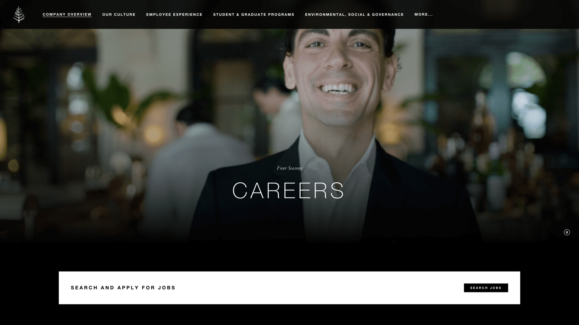 a screenshot of the fourseasons careers homepage