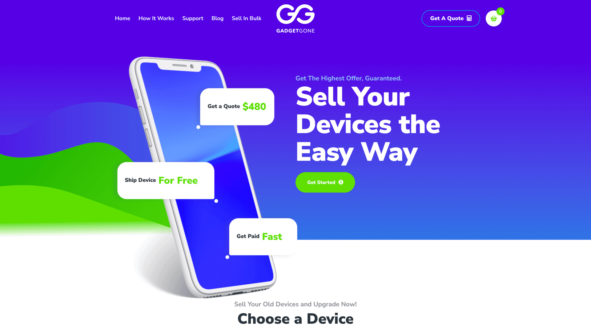 a screenshot of the
gadgetgone homepage