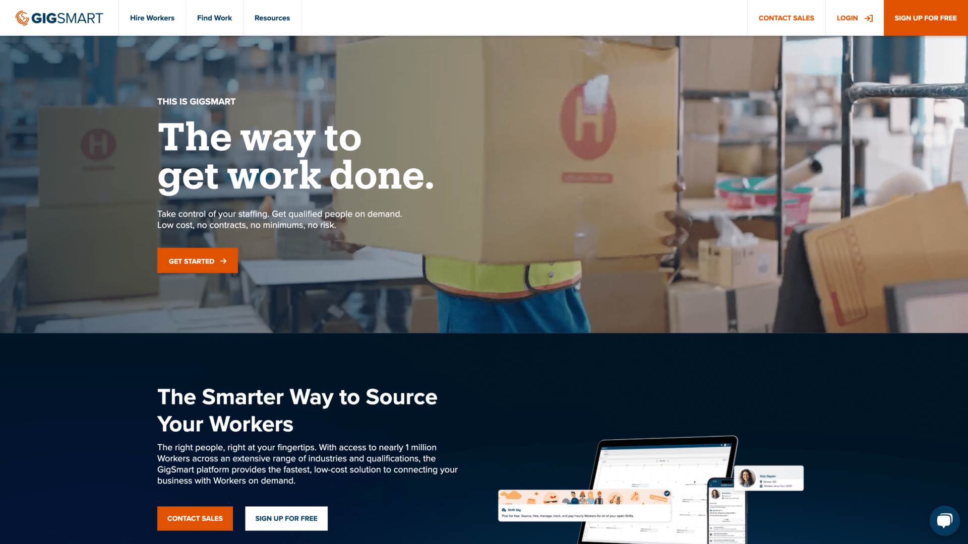 a screenshot of the gigsmart homepage