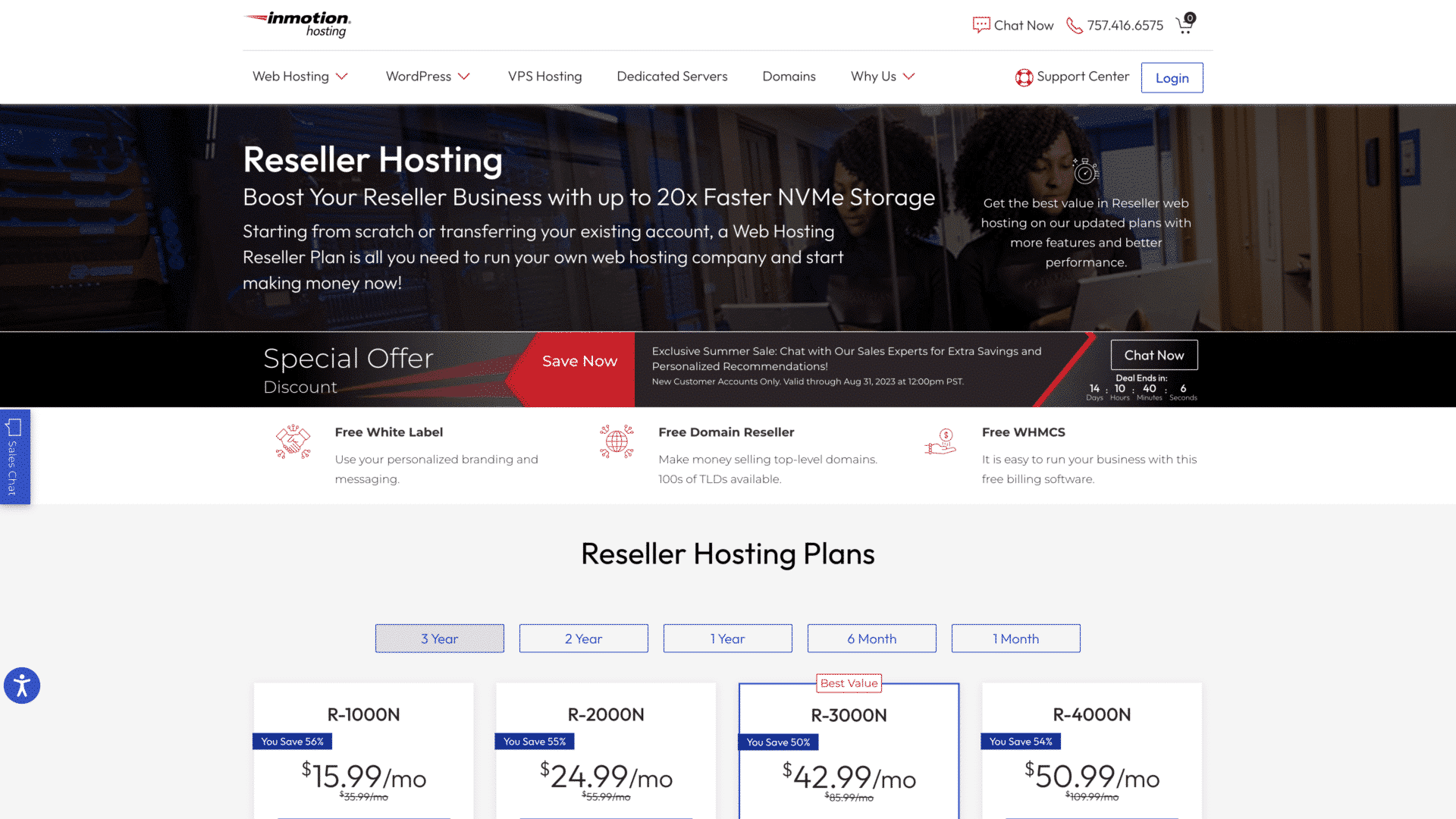 a screenshot of the inmotionhosting homepage