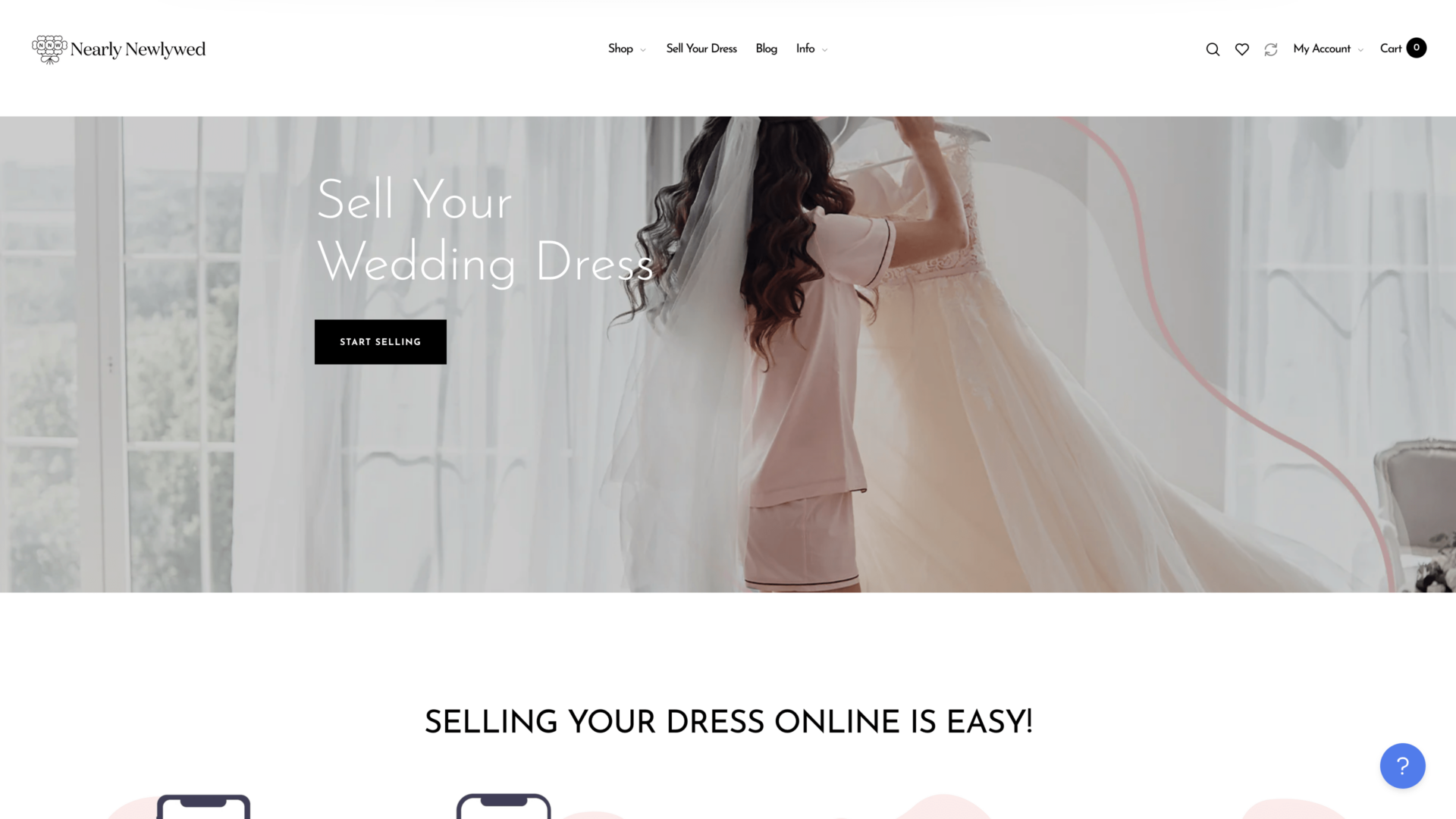 a screenshot of the nearlynewlywed homepage
