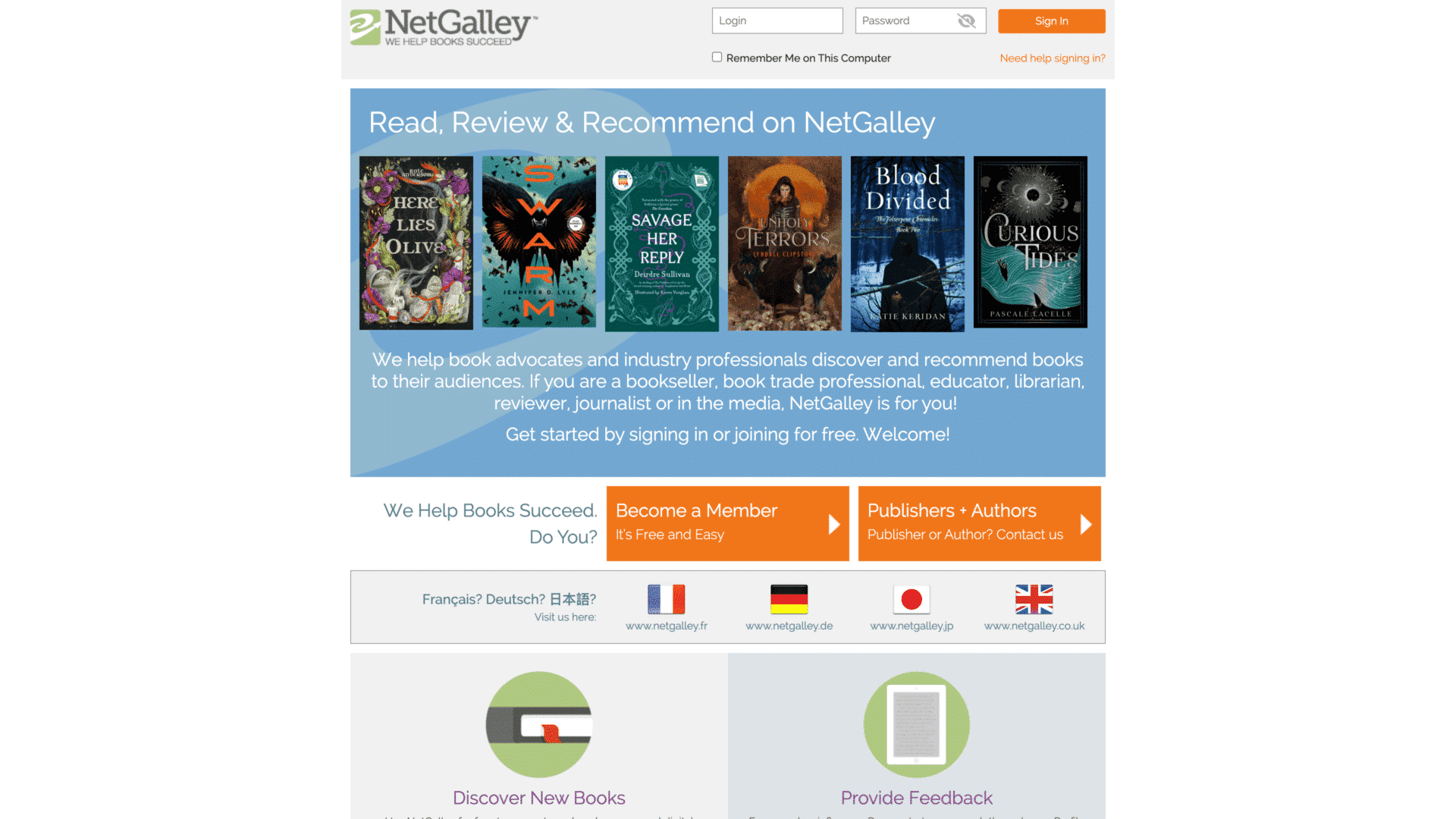 a screenshot of the netgalley homepage