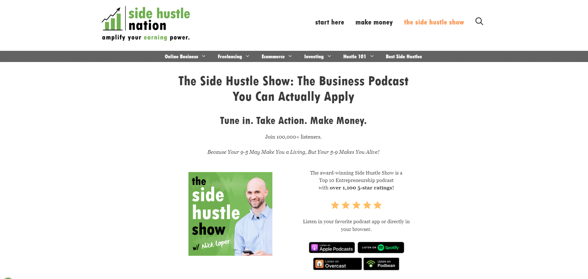 screenshot of nick loper's the side hustle show