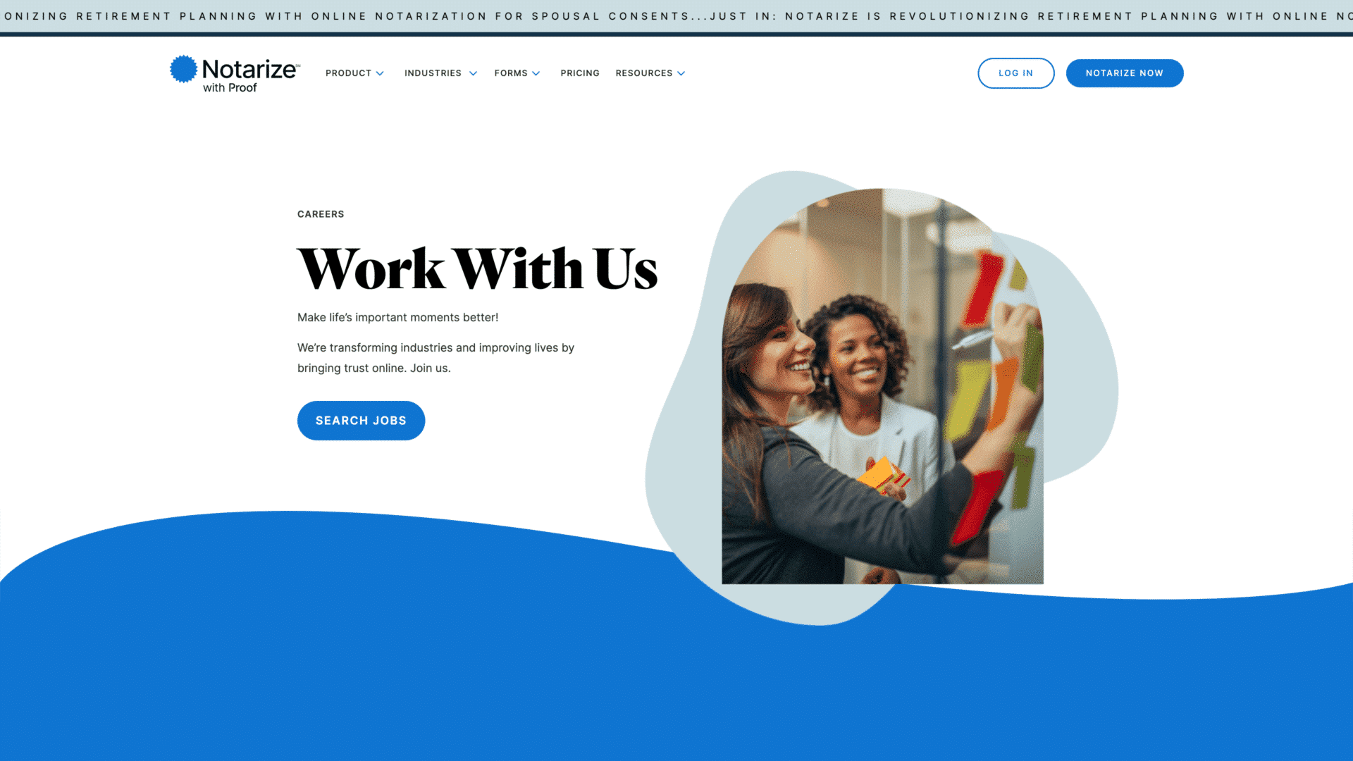 a screenshot of the notarize homepage