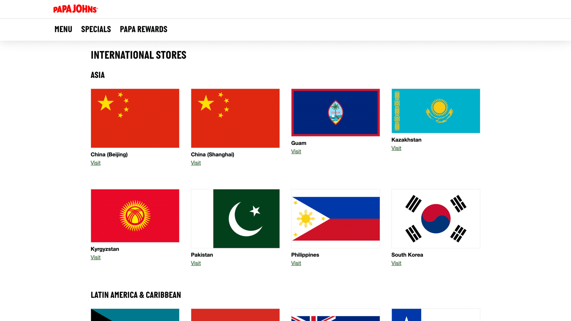 a screenshot of the
papajohns homepage