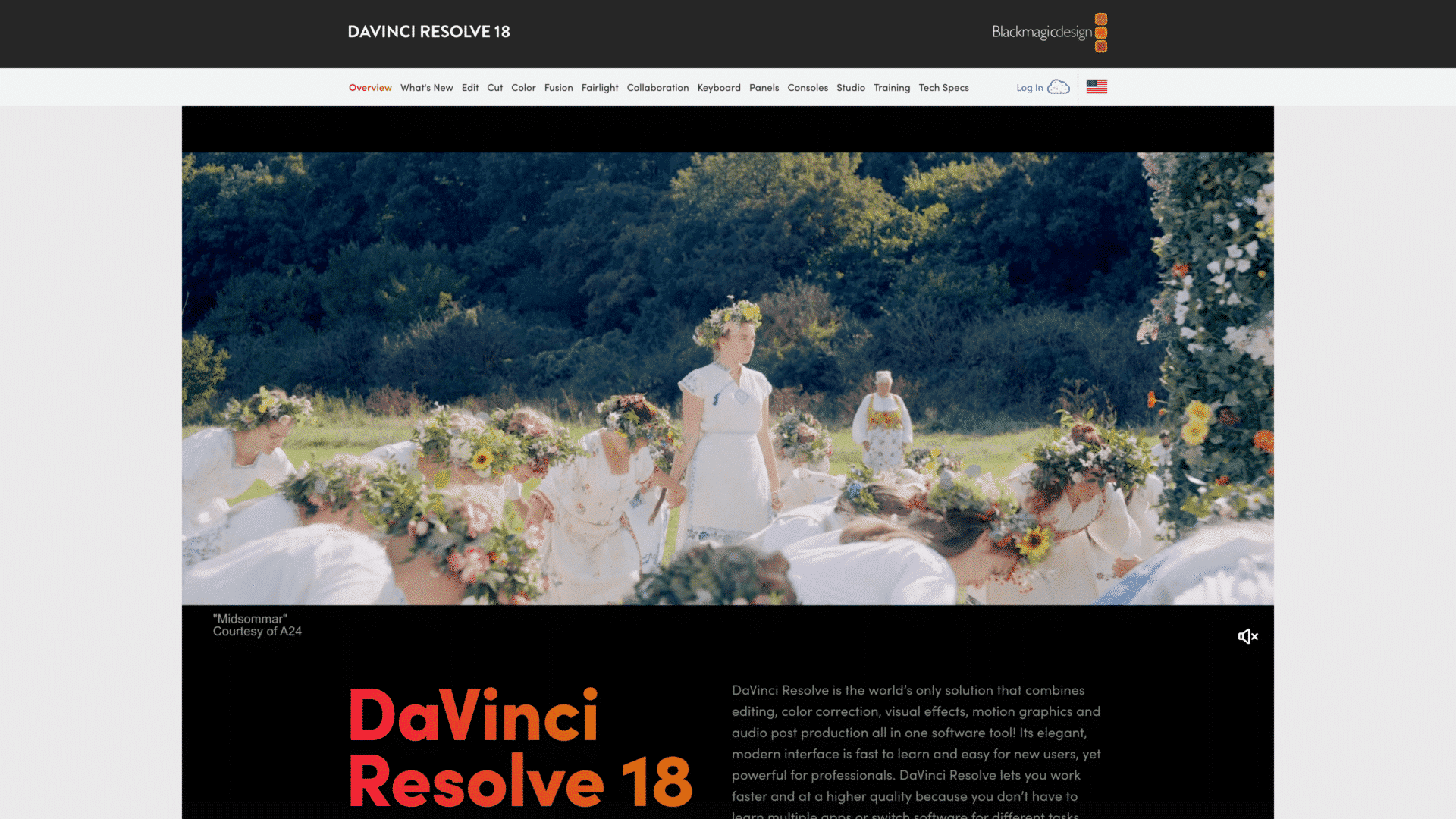 a screenshot of the DaVinci Resolve homepage