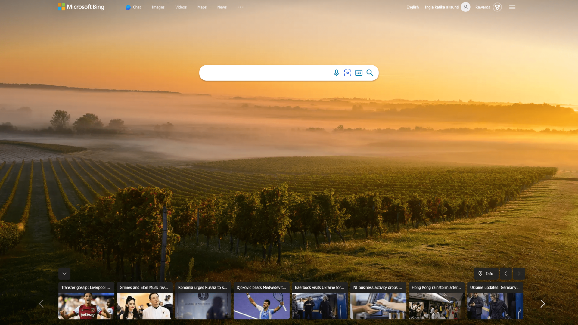 a screenshot of the bing homepage