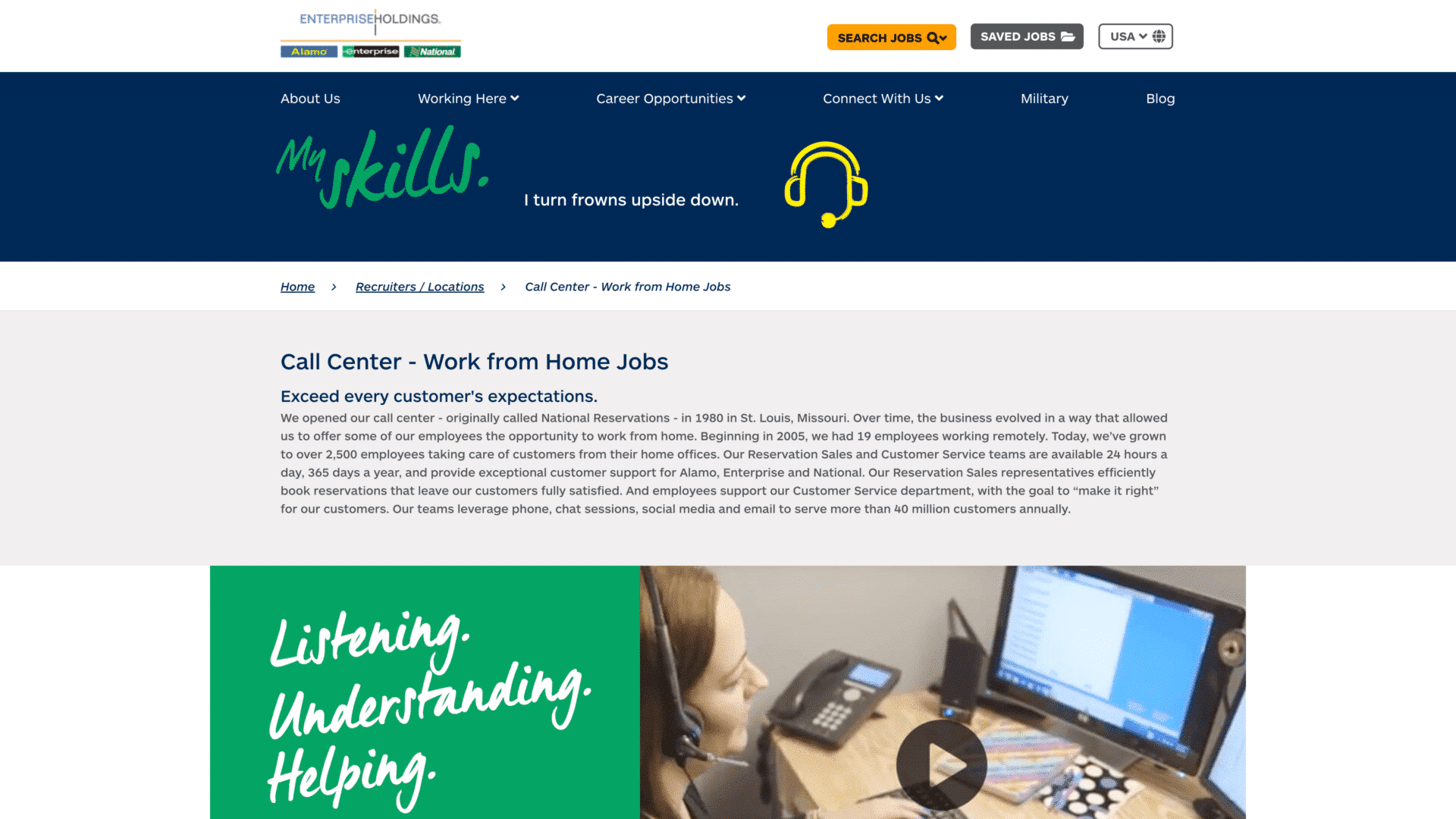 a screenshot of the careers enterprise homepage