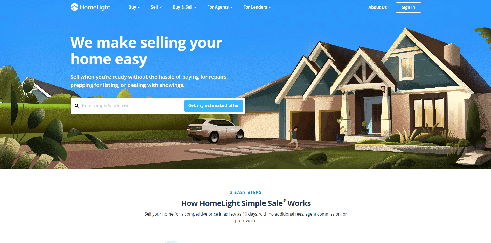 screenshot of the homelight homepage