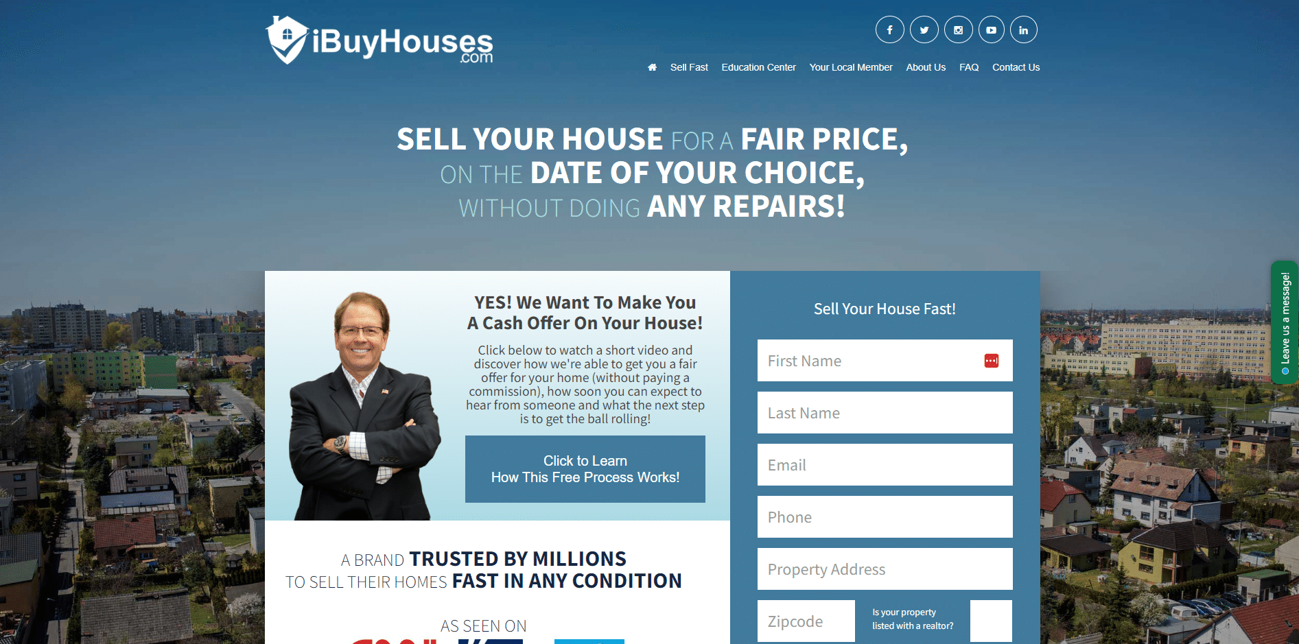 screenshot of the ibuyhouses homepage
