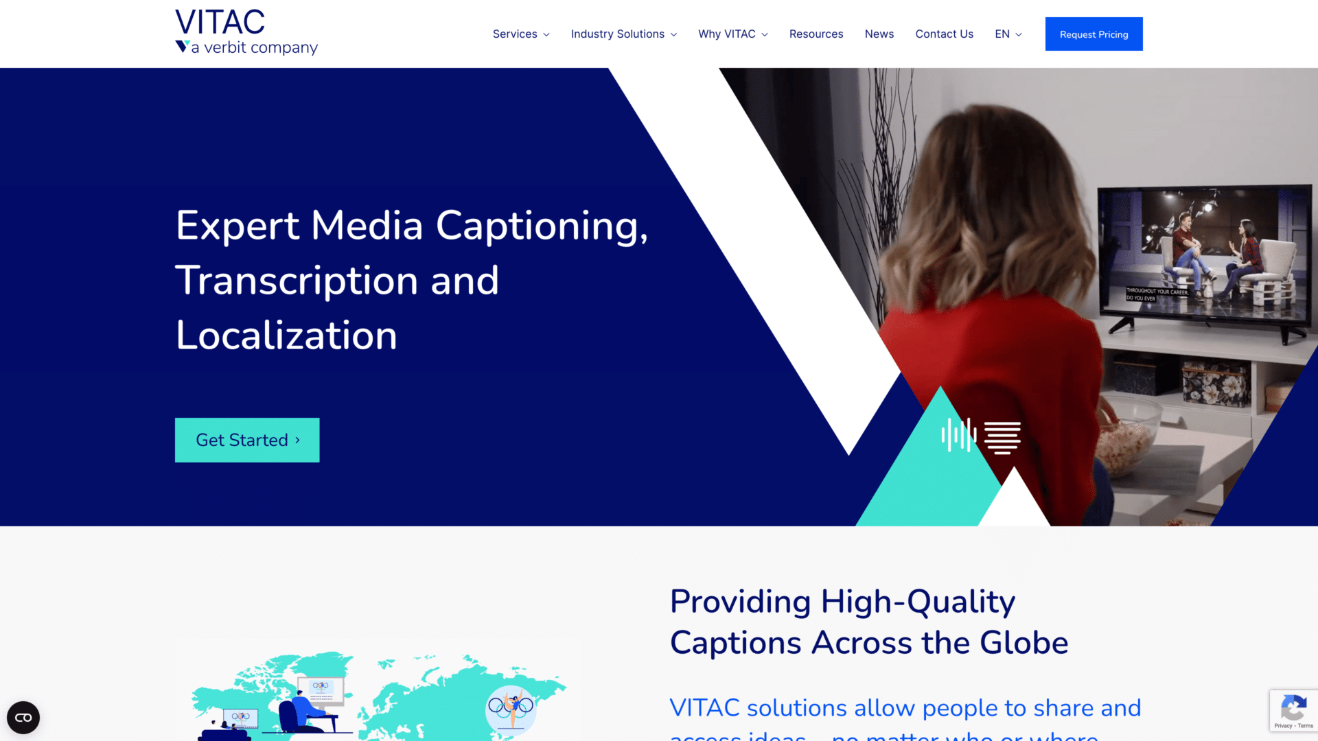 a screenshot of the vitac homepage